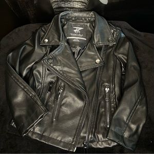 Black biker leather jacket